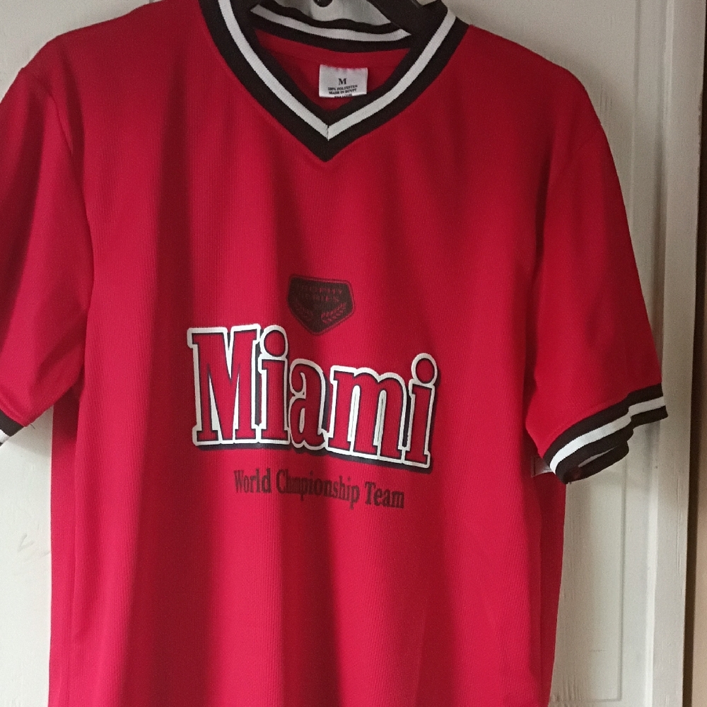Red T-Shirt with Black and White Trim
